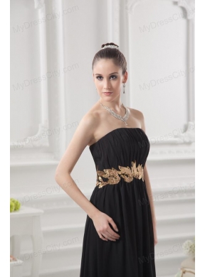 Empire Strapless Belt Black Ruching Ankle-length Prom Dress