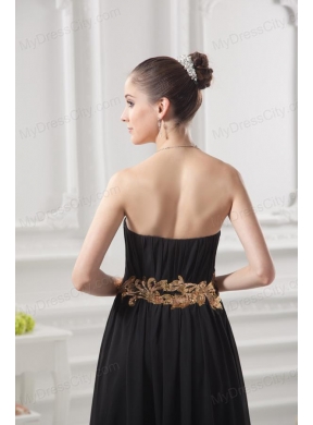 Empire Strapless Belt Black Ruching Ankle-length Prom Dress