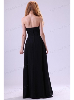 Empire Strapless Black Beading Floor-length Chiffon 2014 Prom Dress