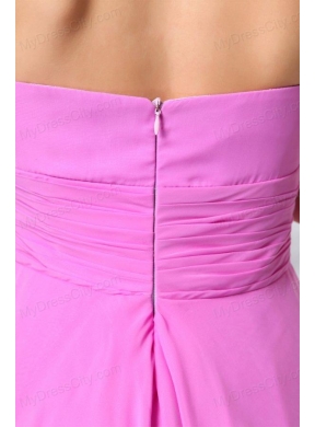 Lilac Halter Top Ruching Knee-length Chiffon Prom Dress