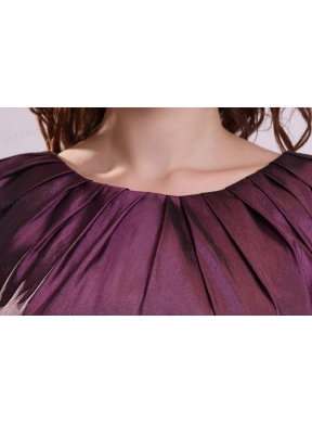 Purple A-line Scoop Tea-length Prom Dress with Beading