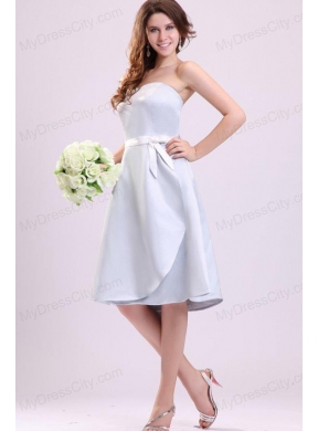 Silver Sweetheart A-line Knee-length Bridesmaid Dress with Sash