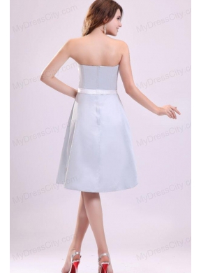 Silver Sweetheart A-line Knee-length Bridesmaid Dress with Sash