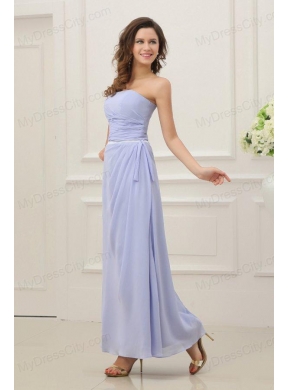 Strapless Empire Chiffon Ankle-length Prom Dress with Ruche