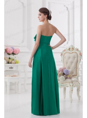 2014 Strapless Ruching Sea Green Floor-length Taffeta Prom Dress