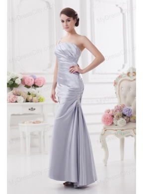 Column One Shoulder Beading and Ruching Prom Dress in Lavender