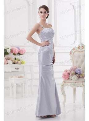 Column One Shoulder Beading and Ruching Prom Dress in Lavender