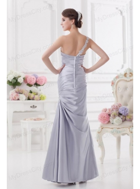 Column One Shoulder Beading and Ruching Prom Dress in Lavender