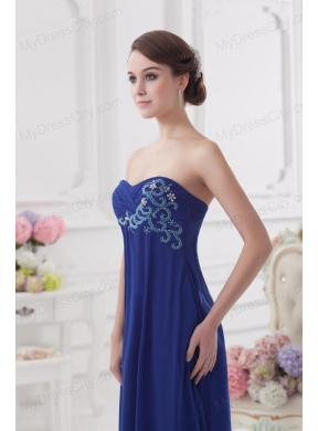 Sweetheart Dark Blue Appliques Floor-length Prom Dress