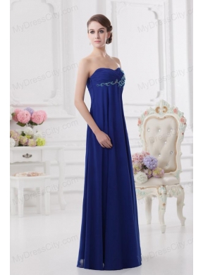 Sweetheart Dark Blue Appliques Floor-length Prom Dress