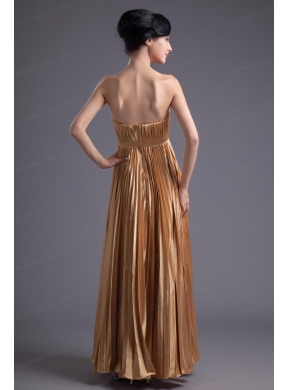 A-line Brown Floor-length Pleats Chiffon Prom Beading Dress