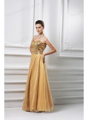 A-line Sweetheart Beading Organza Floor-length Prom Dress