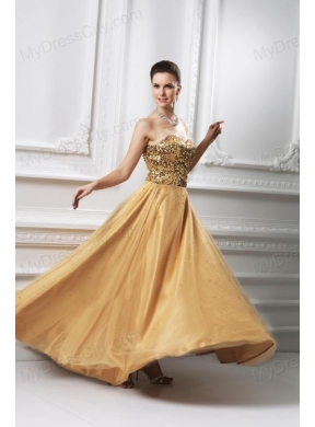 A-line Sweetheart Beading Organza Floor-length Prom Dress