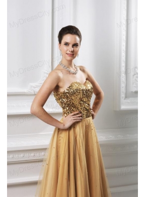 A-line Sweetheart Beading Organza Floor-length Prom Dress