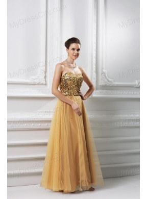 A-line Sweetheart Beading Organza Floor-length Prom Dress