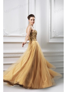 A-line Sweetheart Beading Organza Floor-length Prom Dress