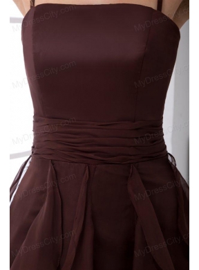 Column Brown Chiffon Ankle-length Prom Dress with Straps