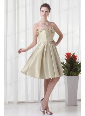 Column Sweetheart Chiffon Spring Green Ruching and Hand Made Flowers Prom Dress