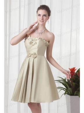 Column Sweetheart Chiffon Spring Green Ruching and Hand Made Flowers Prom Dress