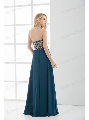 Empire Floor-length Beading Navy Blue Dress for Prom