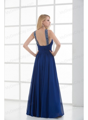 Empire Soop Beading Ruching Floor-length Chiffon Prom Dress