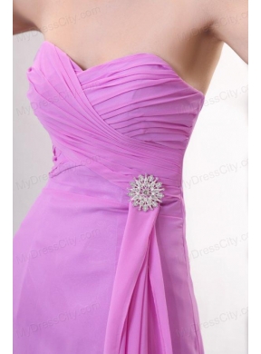 Lilac Empire Sweetheart Ruched Prom Dress with Brush Train