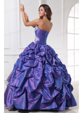 Purple Sweetheart Appliques and Pick-ups Quinceanera Dress for 2014