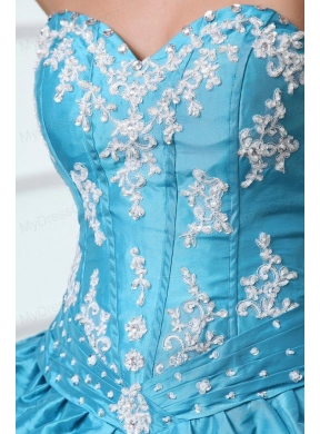 Sweetheart Appliques and Pick-ups Taffeta Quinceanera Dress in Teal