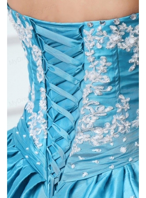 Sweetheart Appliques and Pick-ups Taffeta Quinceanera Dress in Teal