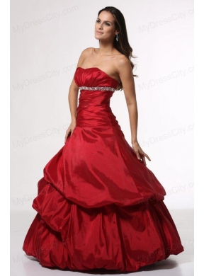 Wine Red Sweetheart Beading Taffeta Quinceanera Dress for Cheap