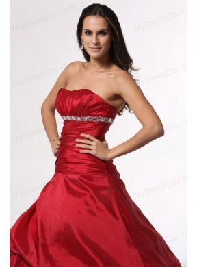 Wine Red Sweetheart Beading Taffeta Quinceanera Dress for Cheap