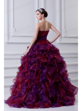 2014 Multi-color Sweetheart Ball Gown Beading  Quinceanera Dress with Ruffles