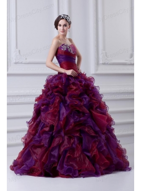 2014 Multi-color Sweetheart Ball Gown Beading  Quinceanera Dress with Ruffles