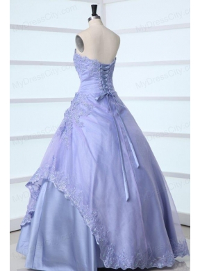 2014 Spring Strapless Appliques Decorate Quinceanera Dress in Lavender