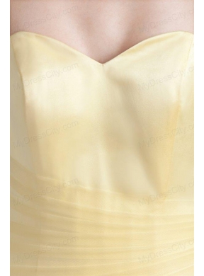 A-line Sweetheart Full Length Ruche Quinceanera Dress in Light Yellow