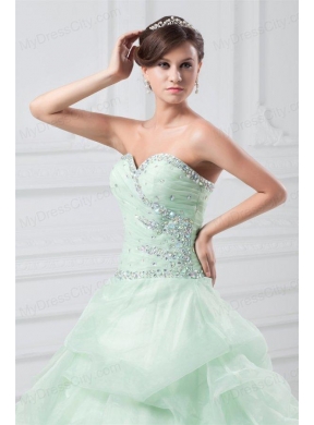 Beading and Hand Made Flowers Sweetheart Organza Quinceanera Dress