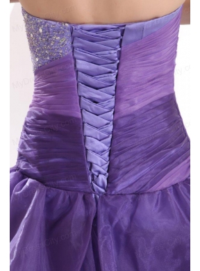 Beading and Ruffles Layered A-line Purple Organza Quinceanera Dress