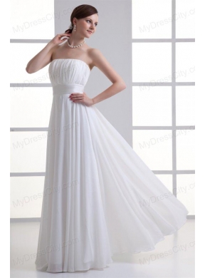 Cheap Empire Strapless Chiffon Wedding Dress with Ruching