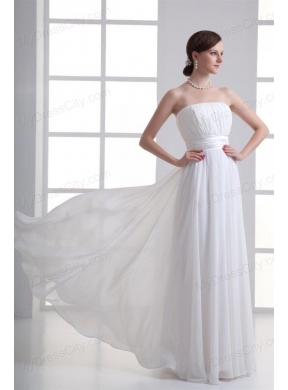 Cheap Empire Strapless Chiffon Wedding Dress with Ruching