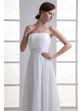 Cheap Empire Strapless Chiffon Wedding Dress with Ruching