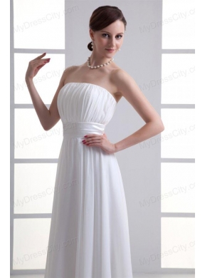 Cheap Empire Strapless Chiffon Wedding Dress with Ruching