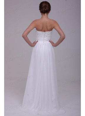 Column Strapless Chiffon Floor-length Beading Wedding Dress