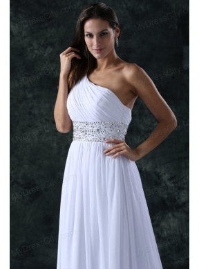 Empire Brush Train Beading Chiffon Zipper Up Wedding Dress