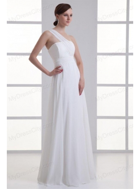 Empire One Shoulder Ruching Floor-length Chiffon Wedding Dress