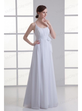 Empire Straps Ruching Sash Chiffon Floor-length Wedding Dress