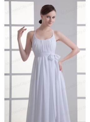 Empire Straps Ruching Sash Chiffon Floor-length Wedding Dress