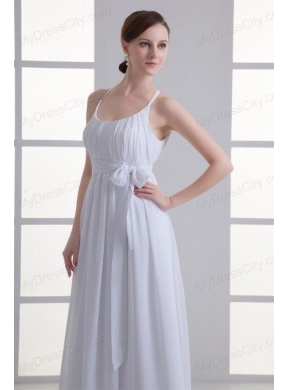 Empire Straps Ruching Sash Chiffon Floor-length Wedding Dress