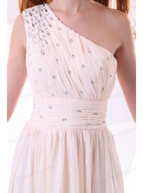 One Shoulder Beaded Decorate Bodice Empire Chiffon Wedding Dress