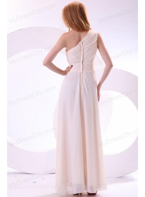 One Shoulder Beaded Decorate Bodice Empire Chiffon Wedding Dress