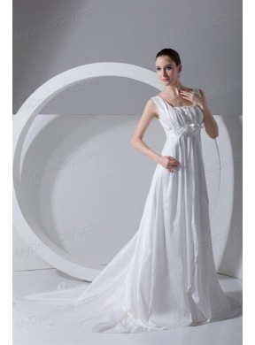 Simple Empire Square Taffeta Court Train Zipper Up Wedding Dress